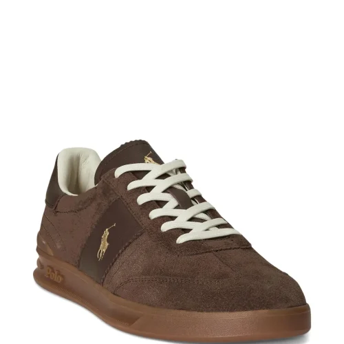 POLO 73707 סניקרס עור לוגו -צבע חום